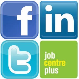 Facebook, Linkedin, Twitter and Job Centre Plus Icons