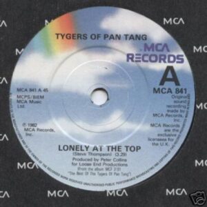 Picture of 7 inch single, Lonely at The Top by teh Tygers of Pan Tang